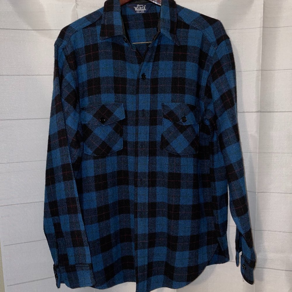 Vintage WOOLRICH Tartan Plaid Flannel Shirt Men's Size Large Made In USA